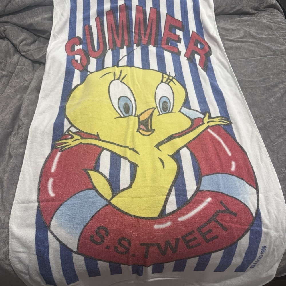 Vintage Tweety Bird Looney Tunes‎ Cotton Beach Towel Y2K 1996 Retro Summer